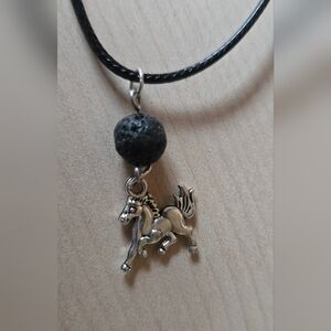 Silvertone Horse Pendant Aromatherapy Necklace